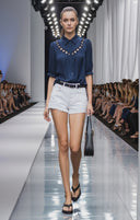 Cut Out Yoke Detail Blouse