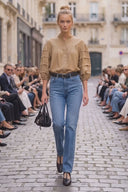 SOPHIE TEXTURED PLEAT DETAIL 3/4 SLEEVE BLOUSE