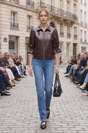 CELINE ALLIGATOR 3/4 SLEEVE ZIP UP JACKET