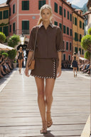 WHIPSTITCH SKIRT-STYLE LINEN SHORTS