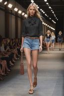 Detachable Scarf Button Up Blouse