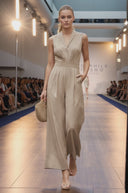 WIDE-LEG TIE JUMPSUIT