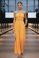 CORD DETAIL FRONT SHIRRED JUMPSUIT