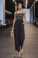 MULTI-COLOR SMOCKING WIDE-LEG JUMPSUIT