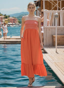 GIGI SMOCKED RUFFLE MAXI DRESS