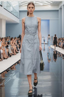 STITCH DETAIL MIDI DRESS W / BELT