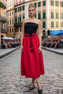 AUDREY BERREL MIDI DRESS WITH BELT