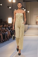 BUSTIER PLEATED STRAIGHT-LEG JUMPSUIT