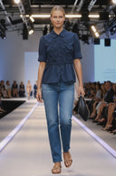RUCHED FRONT  BUTTON UP BLOUSE