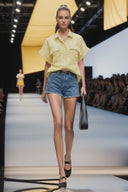 Stitch Detail Front Zip Up Blouse