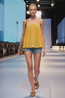 SLEEVELESS PLEATED TANK TOP
