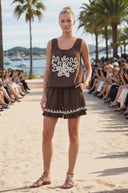 IVY EMBROIDERED BUBBLE LINEN TOP