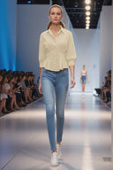 Dart Detail 3/4 Sleeve Button Down Blouse