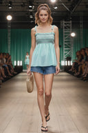 MULTI-COLOR SMOCKING TOP