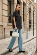 Stitch Detail Front Zip Up Blouse