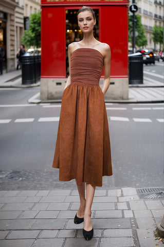 MIMI TUBE MIDI DRESS (HAZEL NUT SUEDE)- VD3330